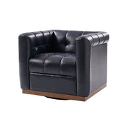 Arnold Genuine Leather Swivel Club Chair - Navy