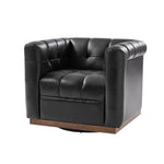 Arnold Genuine Leather Swivel Club Chair - Black