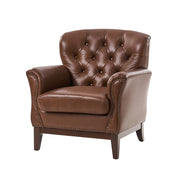 Nicole Traditional Genuine Leather Chair - Brown