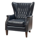 Xaver Genuine Leather Armchair - Navy