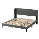 Alexander Upholstered Wingback Platform King Bed - Grey