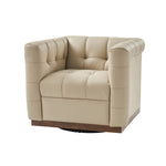 Arnold Genuine Leather Swivel Club Chair - Beige