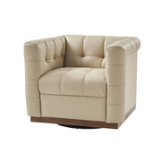Arnold Genuine Leather Swivel Club Chair - Beige