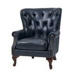 Anthony Genuine Leather Armchair - Navy