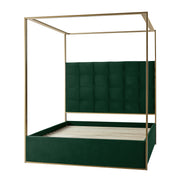 Madeleine Upholstered Canopy Queen Bed With Curtains - Green