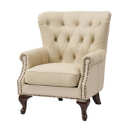 Anthony Genuine Leather Armchair - Beige