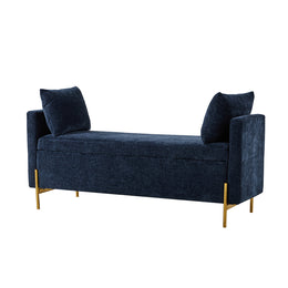 Arrigo Upholstered Flip Top Storage Bench - Navy
