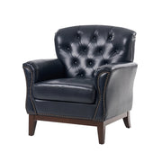 Nicole Traditional Genuine Leather Chair - Navy