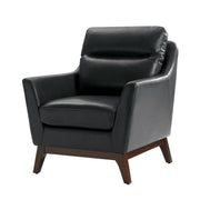 Mid-Century Mordern Genuine Leather Armchair - Black